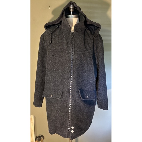 Vintage IceBerg Wool Blend Hooded Parka Coat Jacket Mens Military Gray Sz Large - Picture 1 of 16